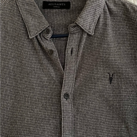 All Saints Blackshear LS Men’s Flannel Ramskull Long Sleeve Button Shirt Medium - Picture 1 of 3
